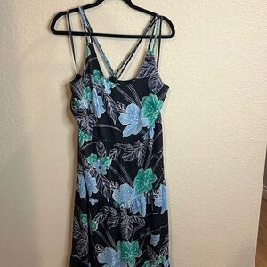 LOFT Verona blue green Tropical Floral Halter Maxi Dress women's plus size 16